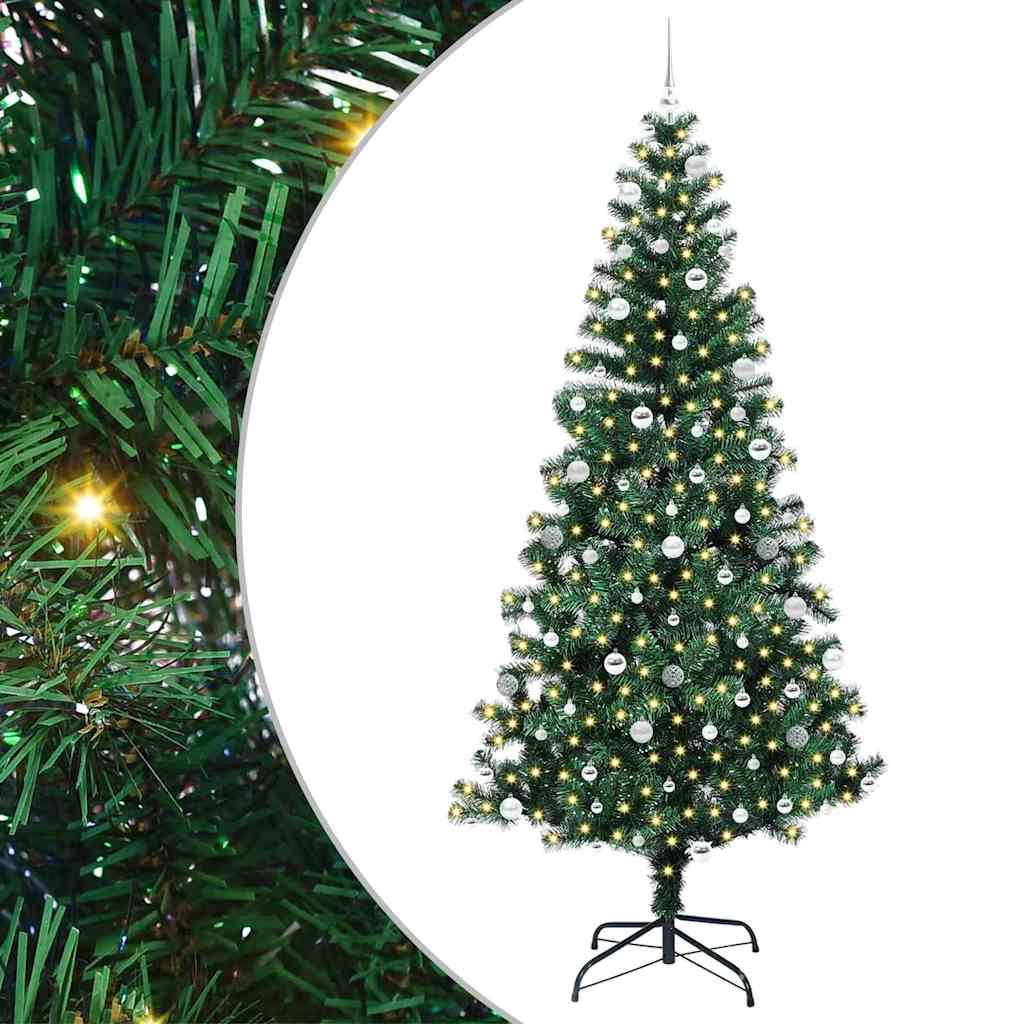 Artificial Pre-lit Christmas Tree Green 240 cm PVC and Metal