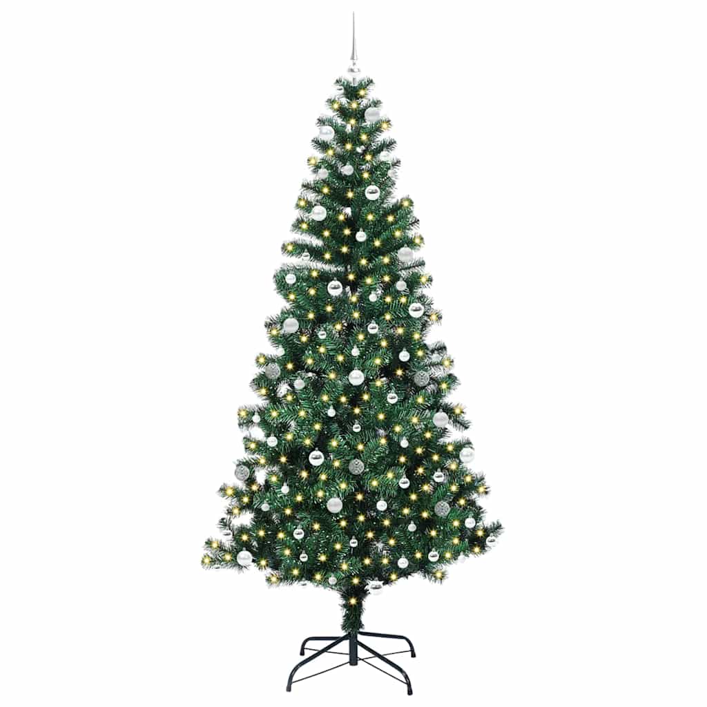 Artificial Pre-lit Christmas Tree Green 240 cm PVC and Metal