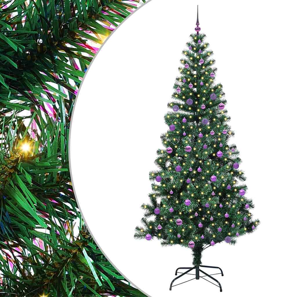 Artificial Pre-lit Christmas Tree Green 240 cm PVC and Metal