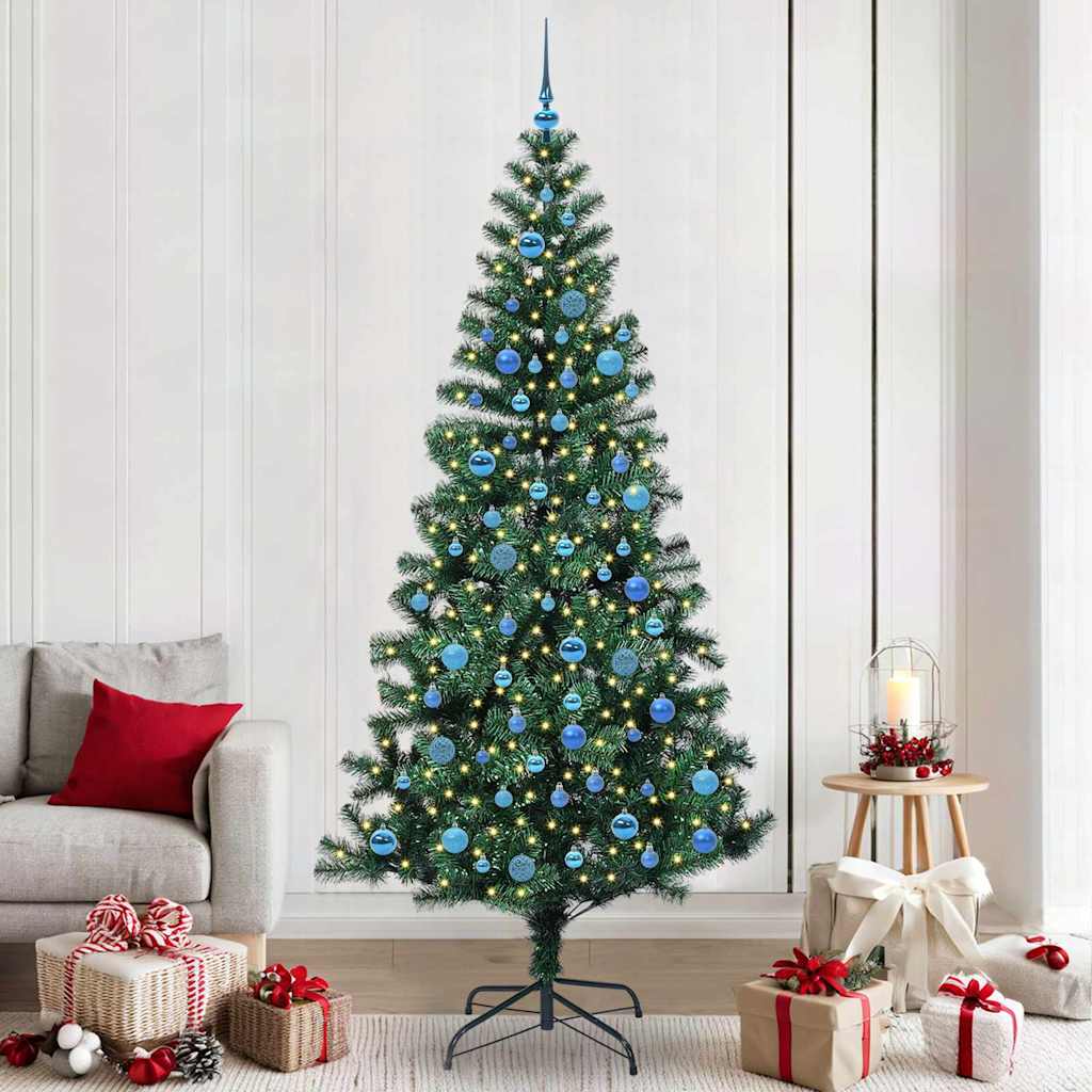Artificial Pre-lit Christmas Tree Green 240 cm PVC and Metal