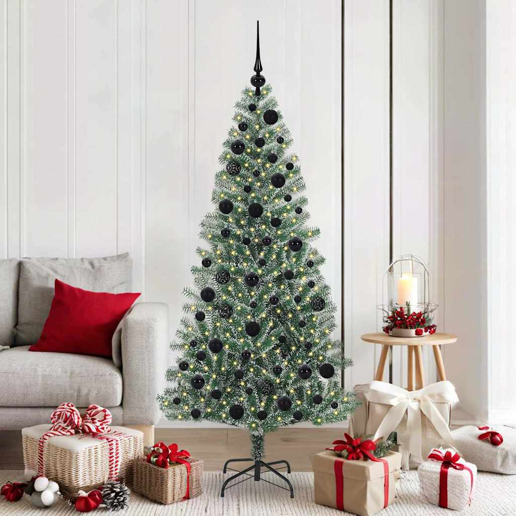 Artificial Christmas Tree Snow Flocked with LED Light 180 cm