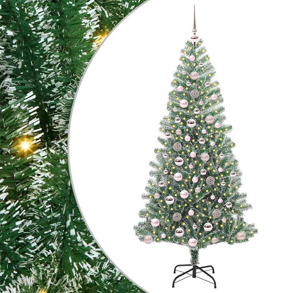 Artificial Christmas Tree Snow Flocked with LED Light 180 cm