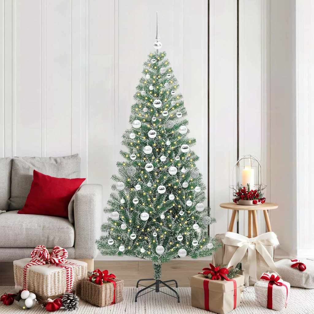 Artificial Christmas Tree Snow Flocked with LED Light 180 cm