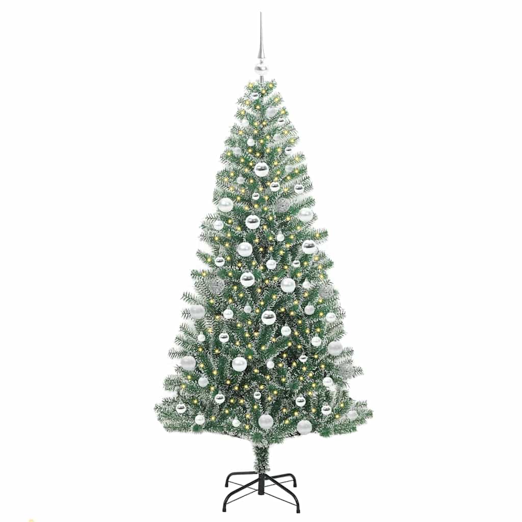 Artificial Christmas Tree Snow Flocked with LED Light 180 cm
