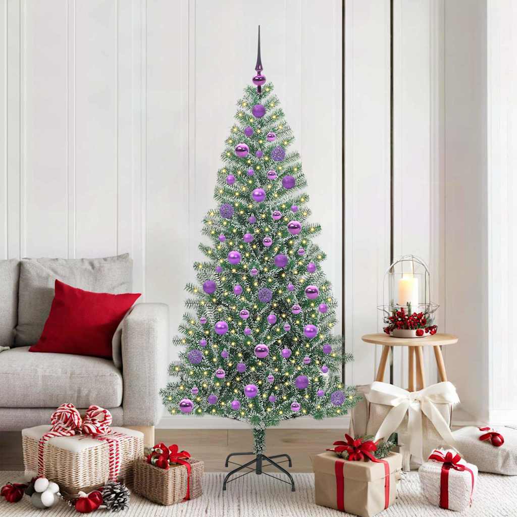 Artificial Christmas Tree Snow Flocked with LED Light 180 cm