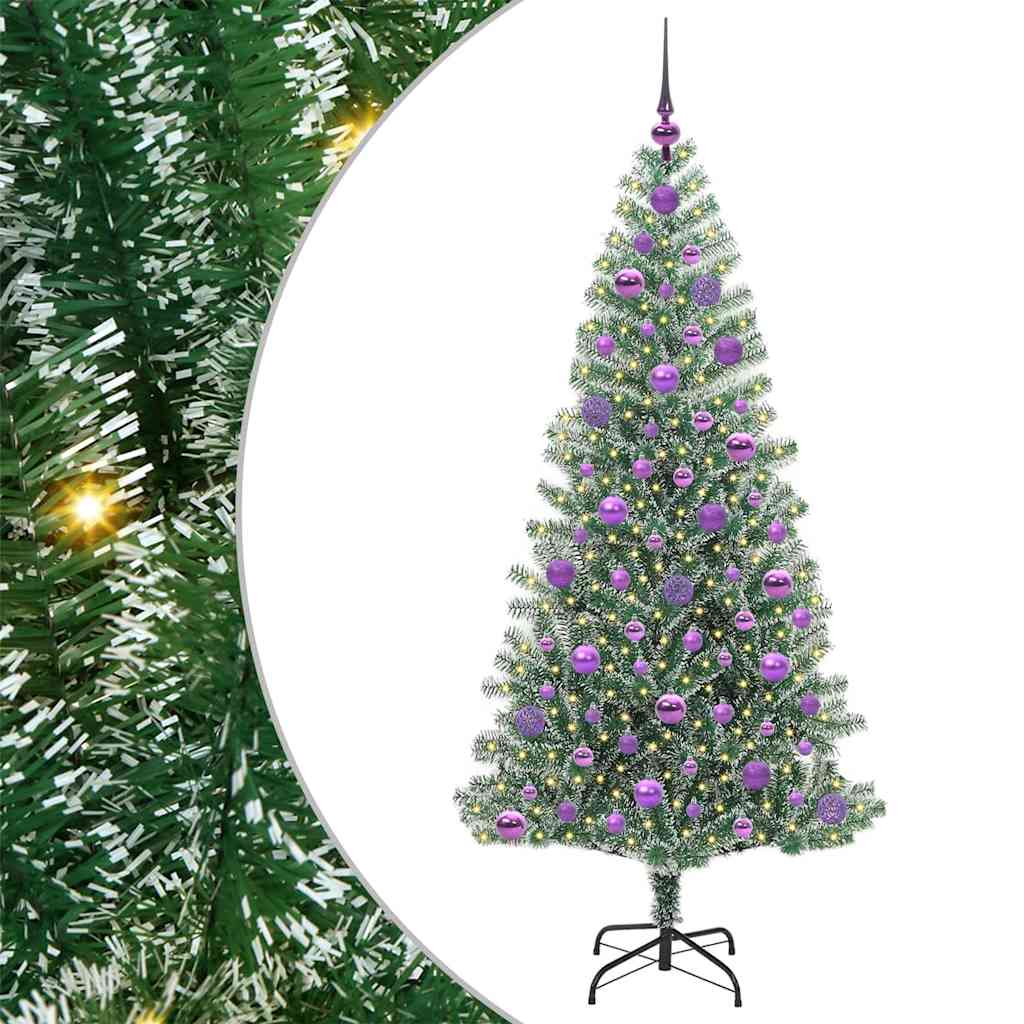 Artificial Christmas Tree Snow Flocked with LED Light 180 cm