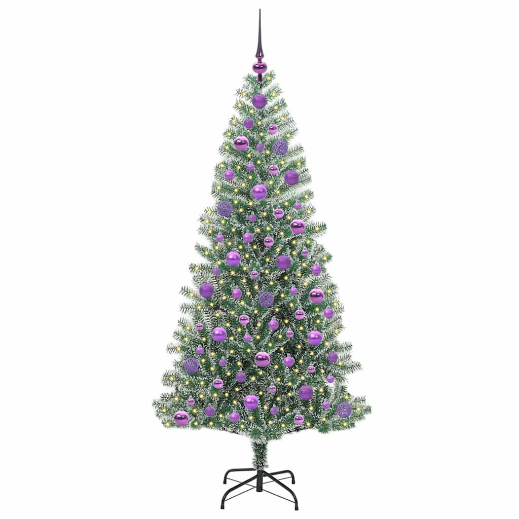 Artificial Christmas Tree Snow Flocked with LED Light 180 cm