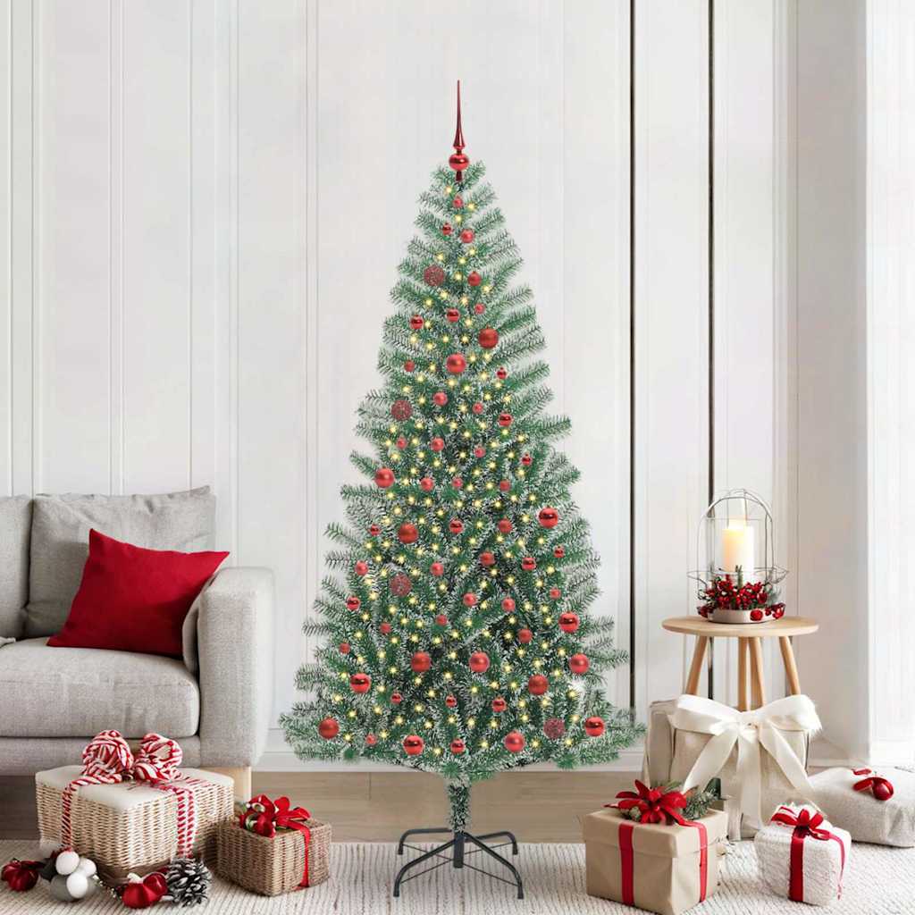 Artificial Christmas Tree Snow Flocked with LED Light 210 cm