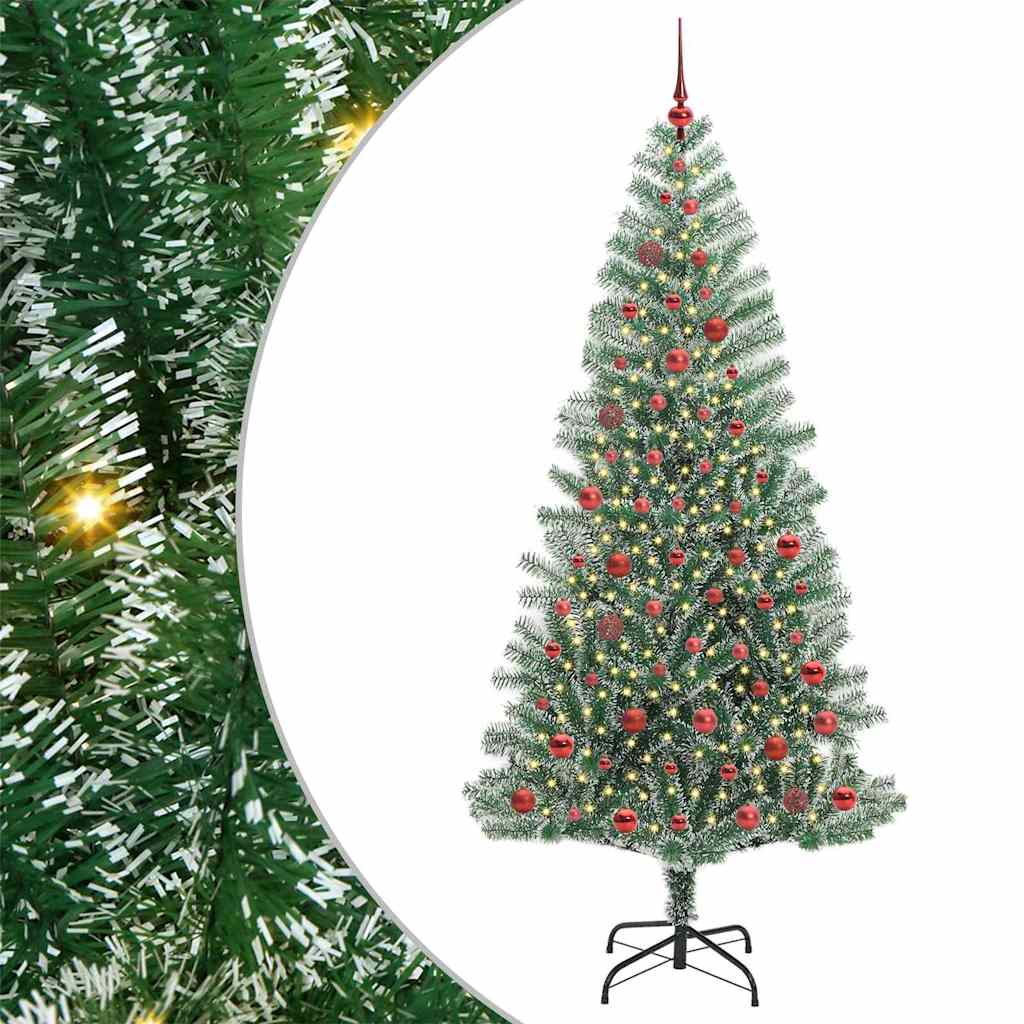 Artificial Christmas Tree Snow Flocked with LED Light 210 cm