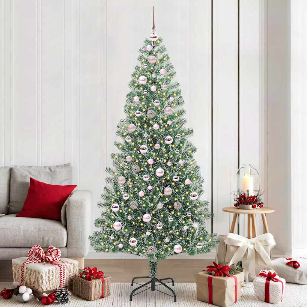 Artificial Christmas Tree Snow Flocked with LED Light 210 cm