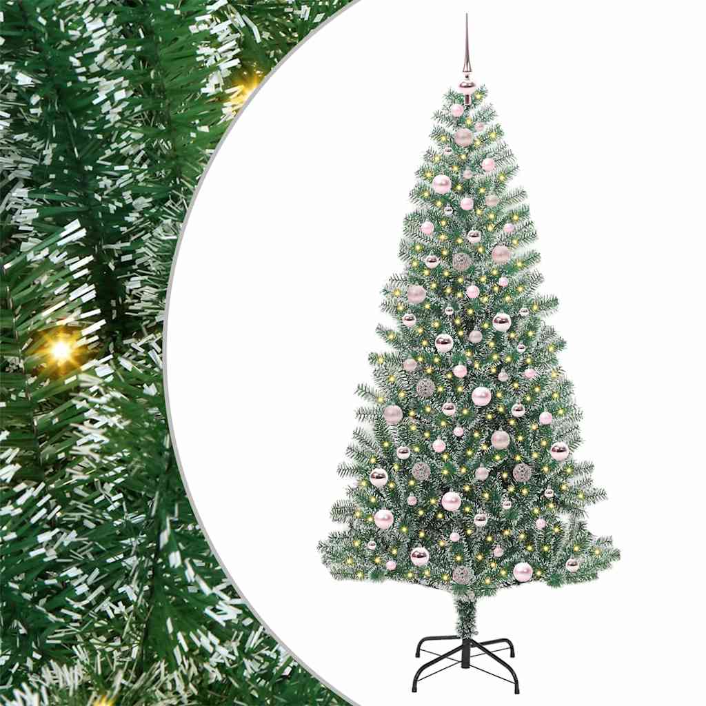 Artificial Christmas Tree Snow Flocked with LED Light 210 cm