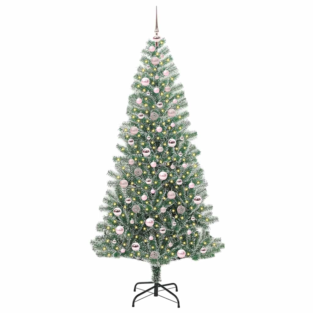 Artificial Christmas Tree Snow Flocked with LED Light 210 cm