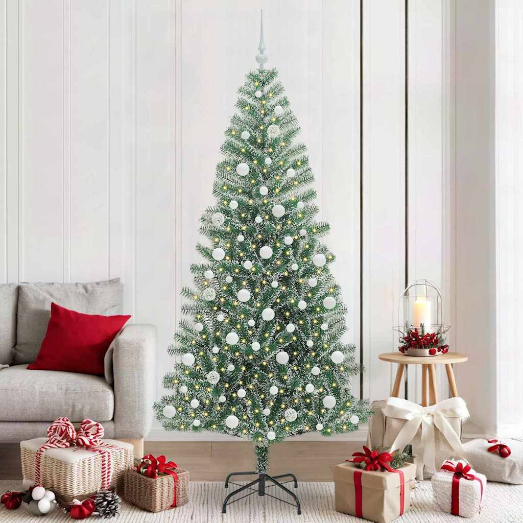 Artificial Christmas Tree Snow Flocked with LED Light 210 cm