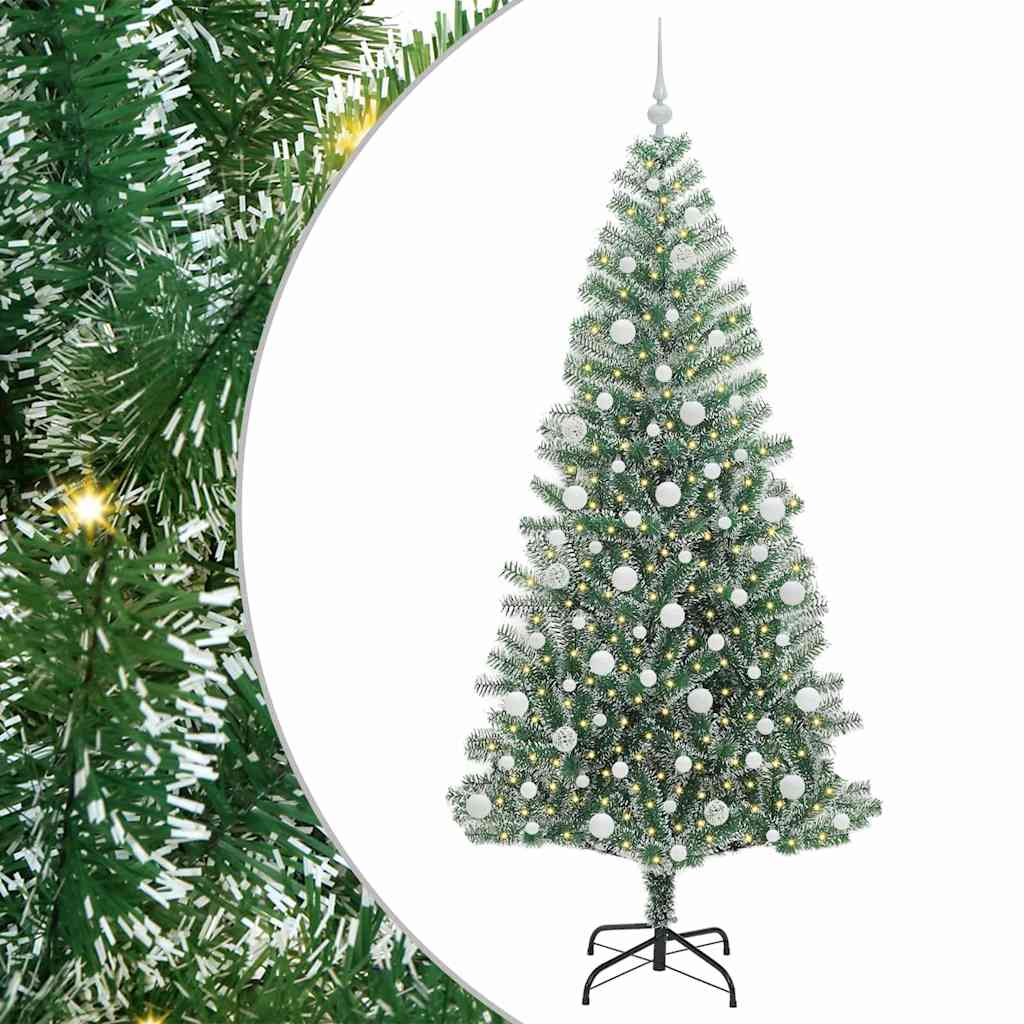 Artificial Christmas Tree Snow Flocked with LED Light 210 cm