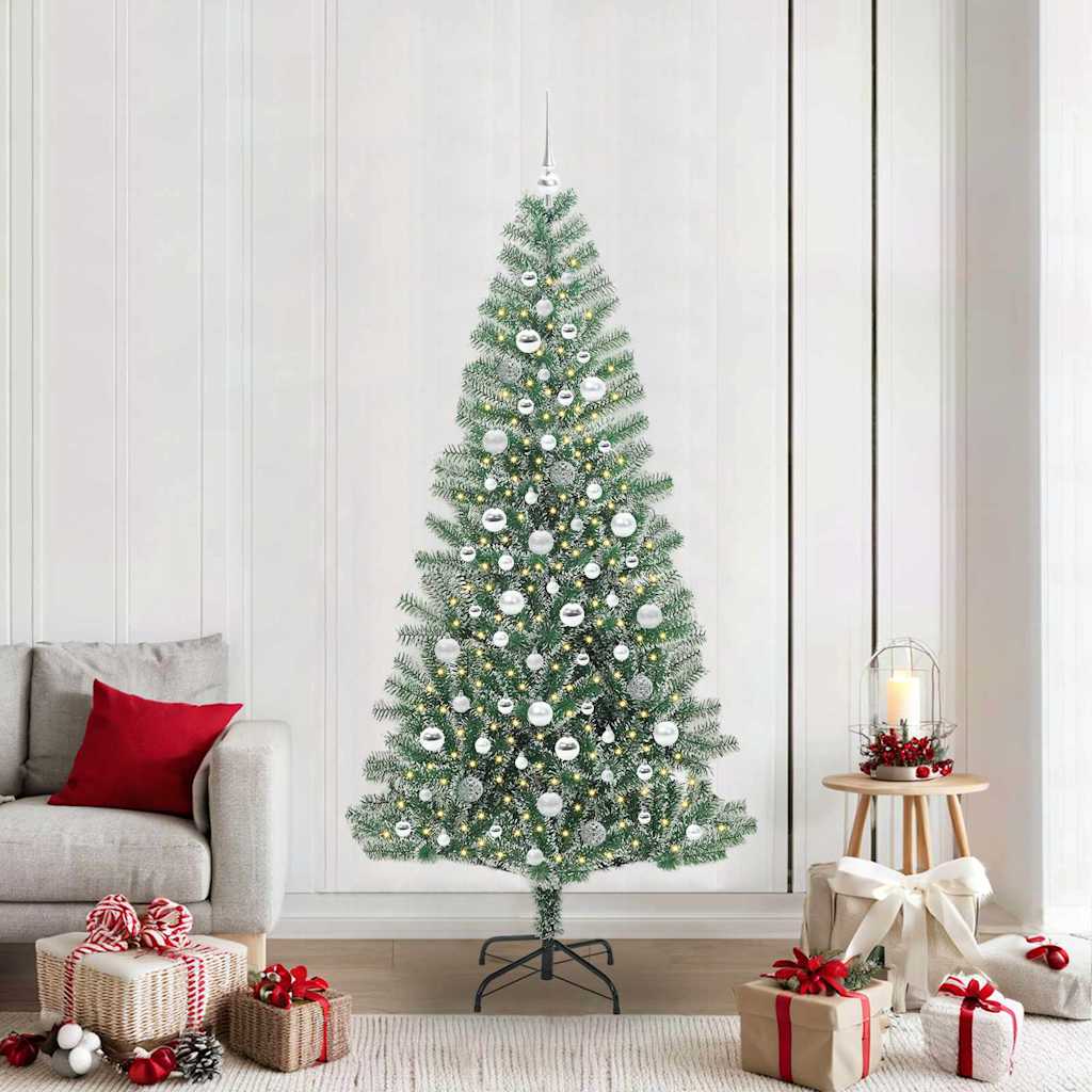 Artificial Christmas Tree Snow Flocked with LED Light 210 cm