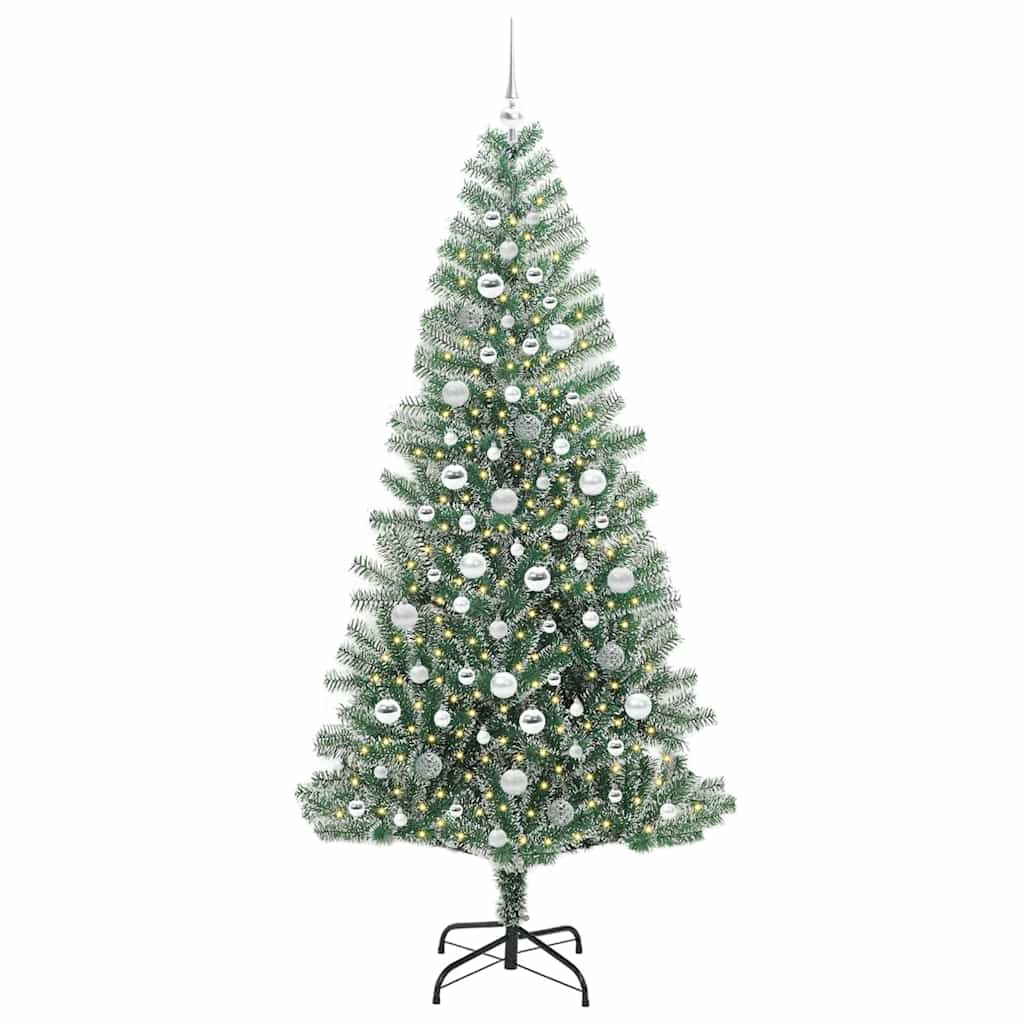 Artificial Christmas Tree Snow Flocked with LED Light 210 cm