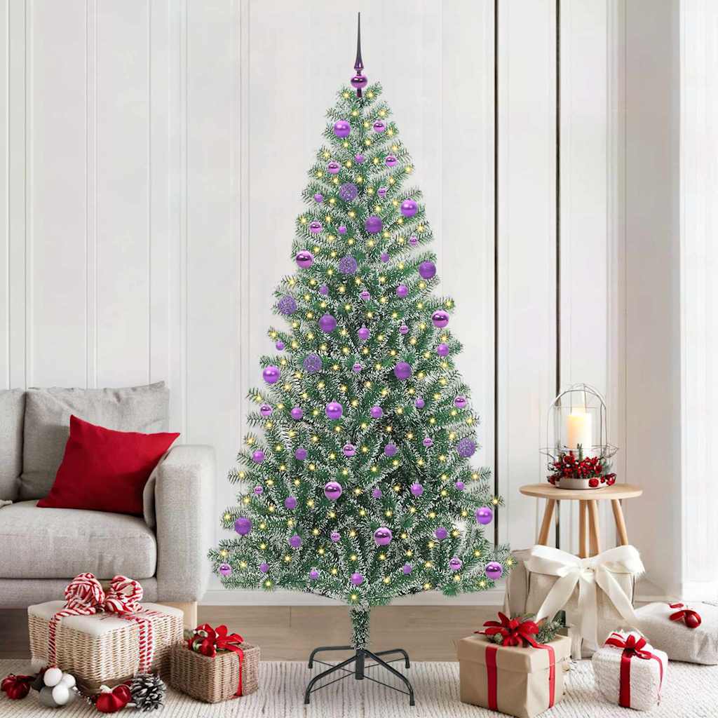 Artificial Christmas Tree Snow Flocked with LED Light 210 cm