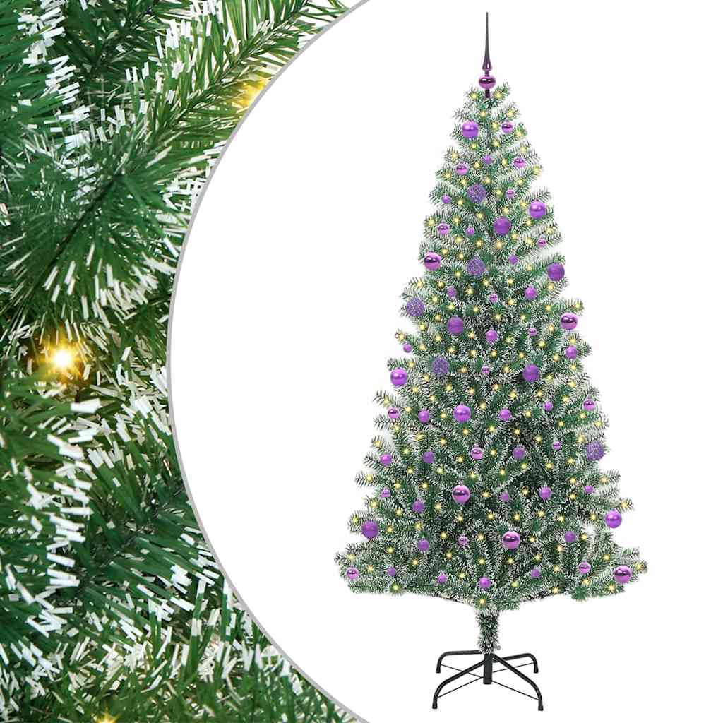 Artificial Christmas Tree Snow Flocked with LED Light 210 cm