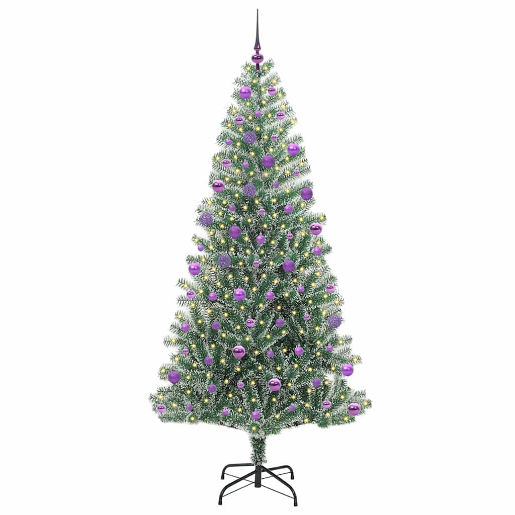 Artificial Christmas Tree Snow Flocked with LED Light 210 cm