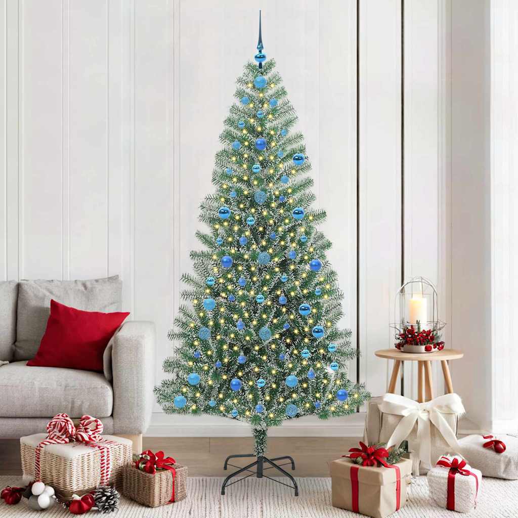 Artificial Christmas Tree Snow Flocked with LED Light 210 cm