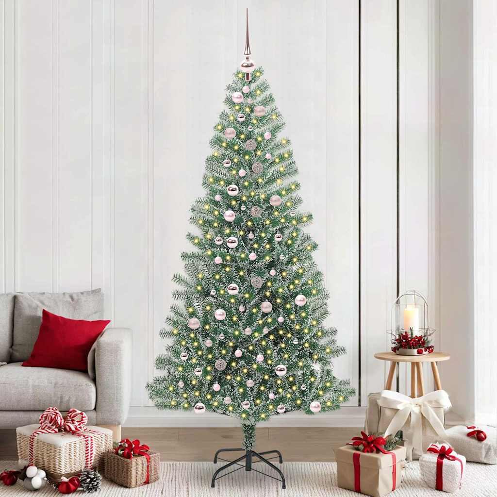 Artificial Christmas Tree Snow Flocked with LED Light 240 cm