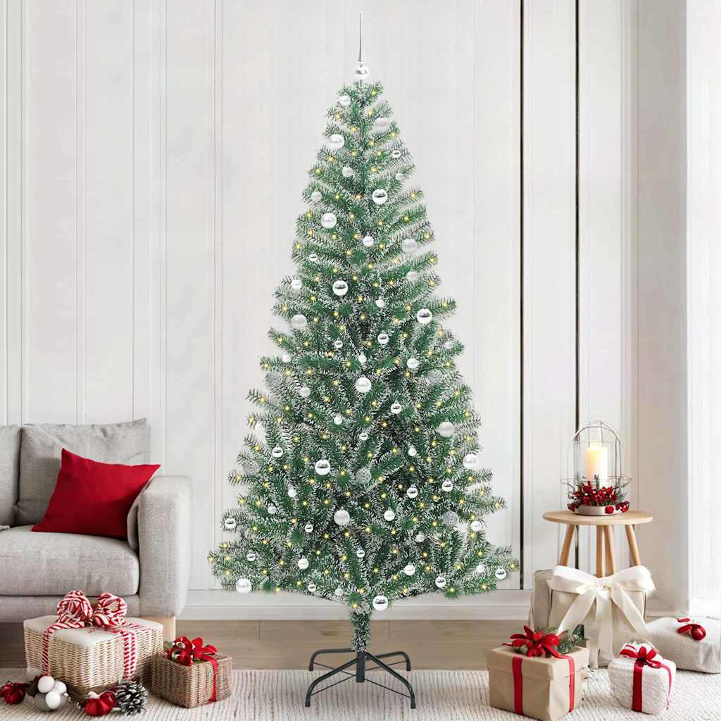 Artificial Christmas Tree Snow Flocked with LED Light 240 cm
