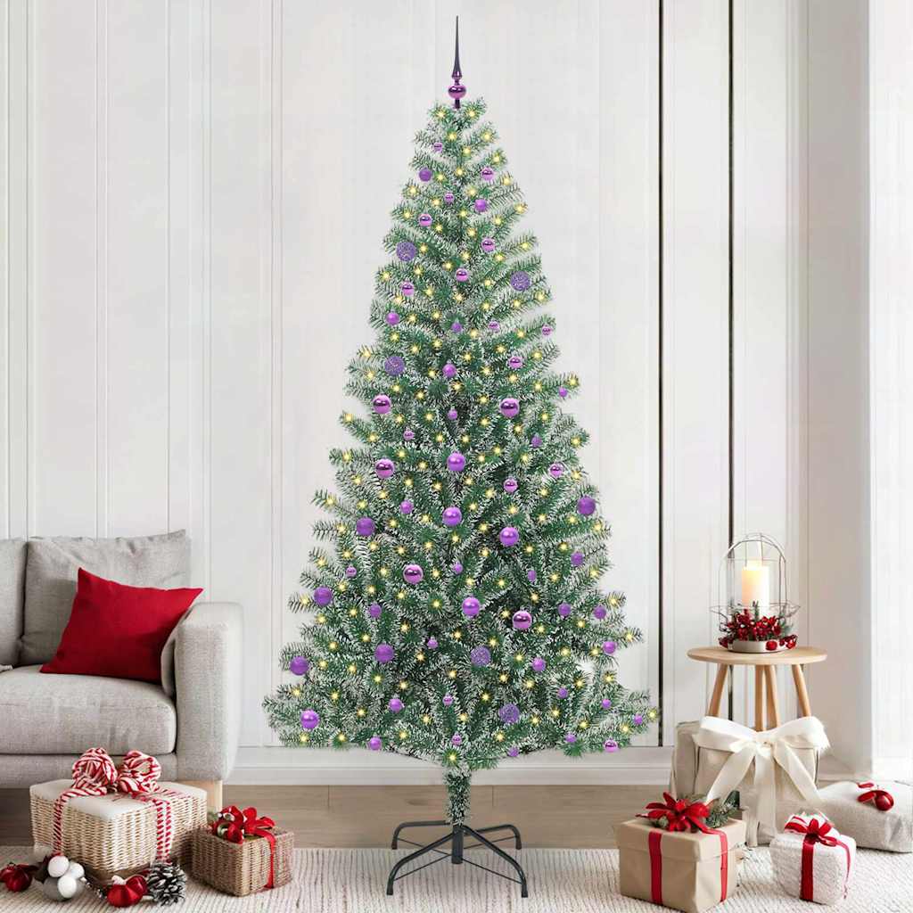 Artificial Christmas Tree Snow Flocked with LED Light 240 cm
