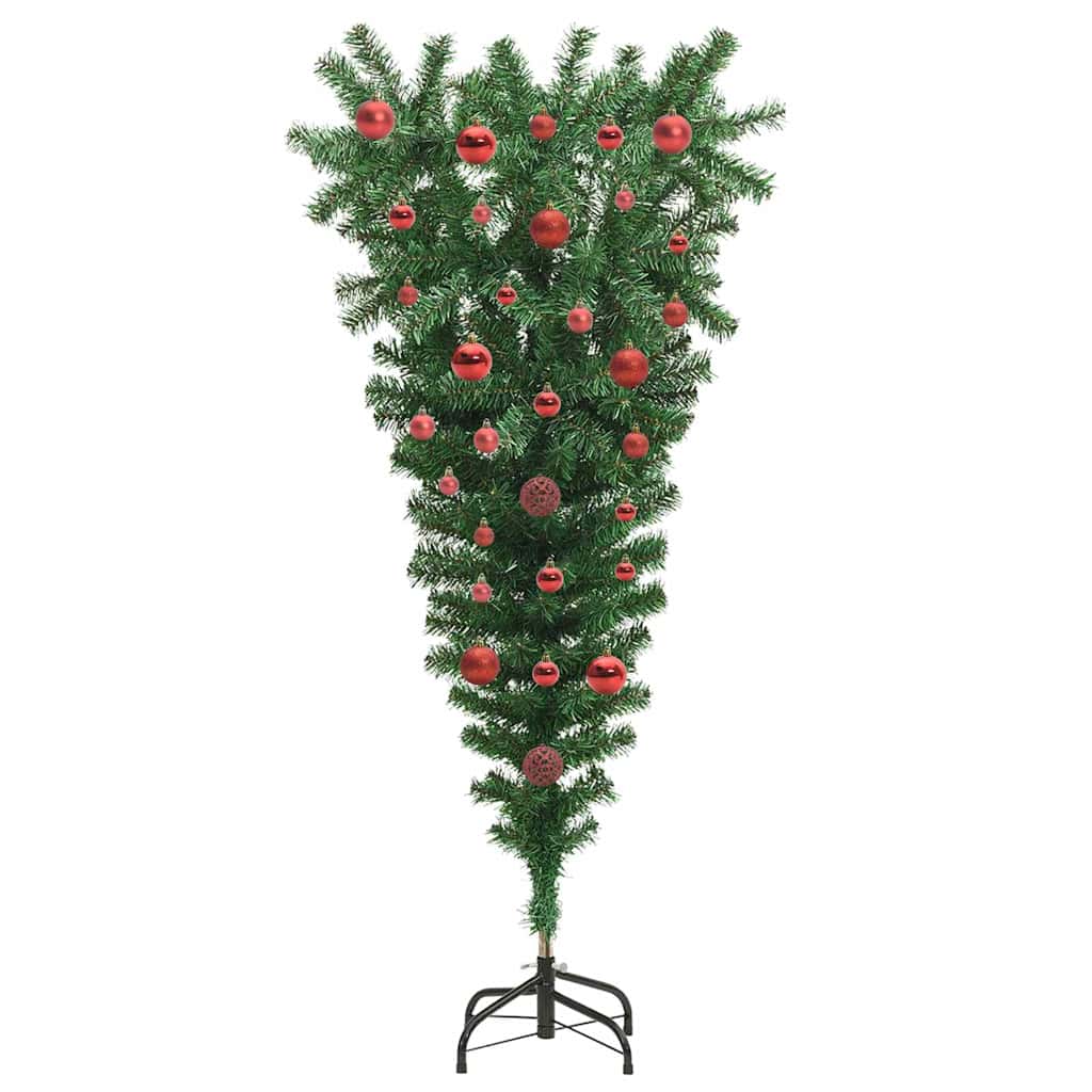 Upside-down Artificial Pre-lit Christmas Tree with Ball Set
