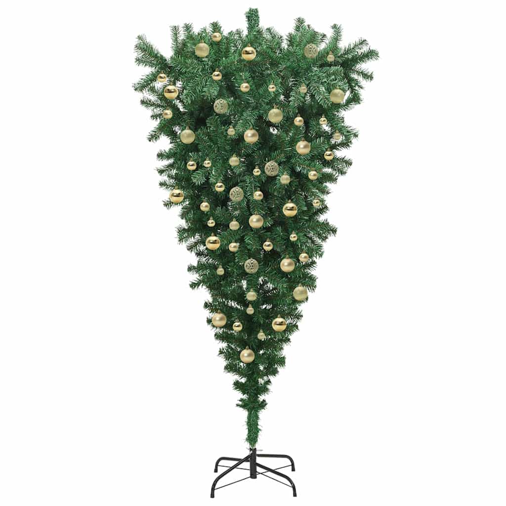 Upside-down Artificial Pre-lit Christmas Tree with Ball Set