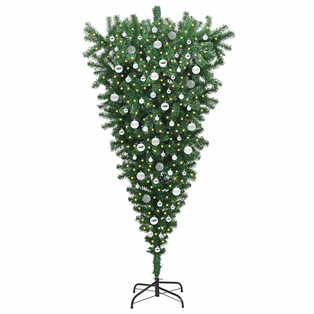 Upside-down Artificial Pre-lit Christmas Tree with Ball Set