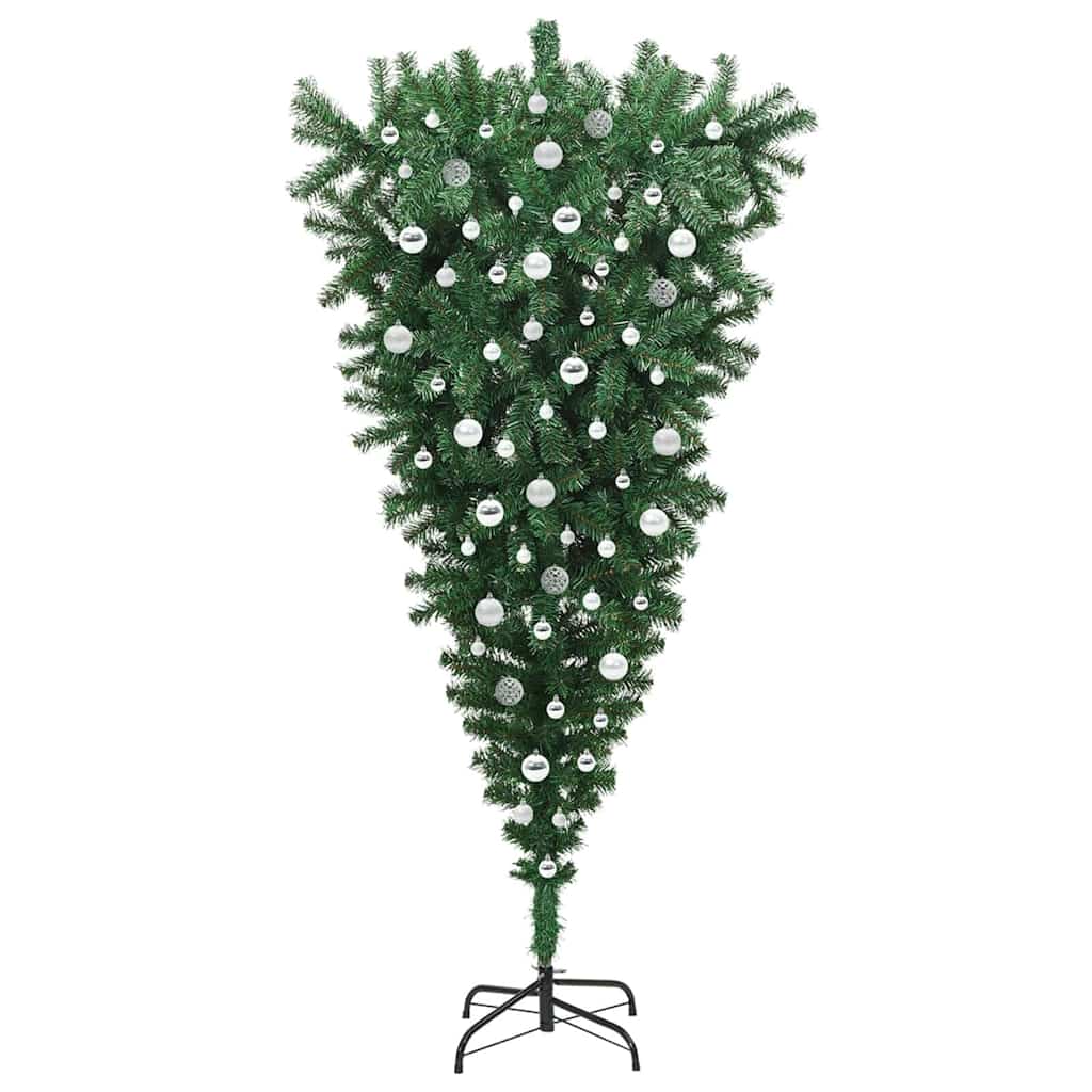 Upside-down Artificial Pre-lit Christmas Tree with Ball Set