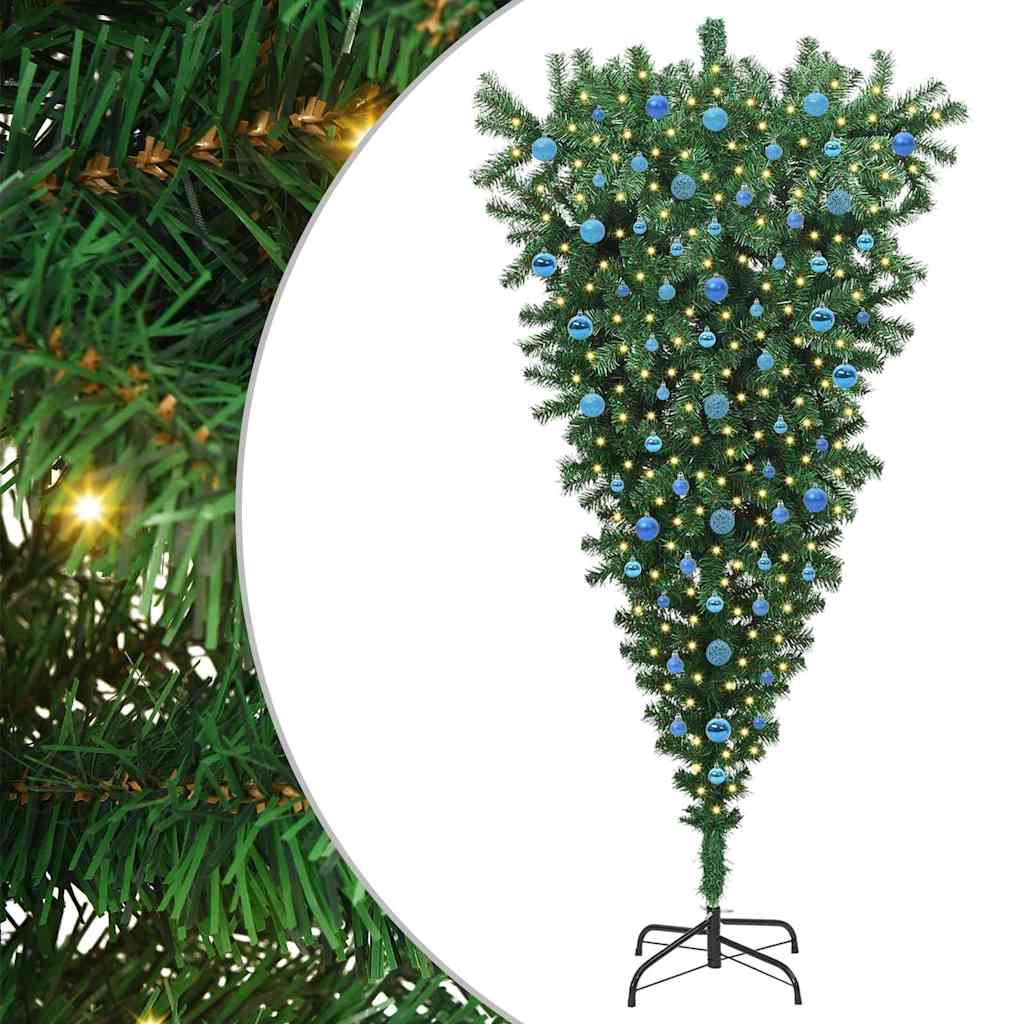 Upside-down Artificial Pre-lit Christmas Tree with Ball Set