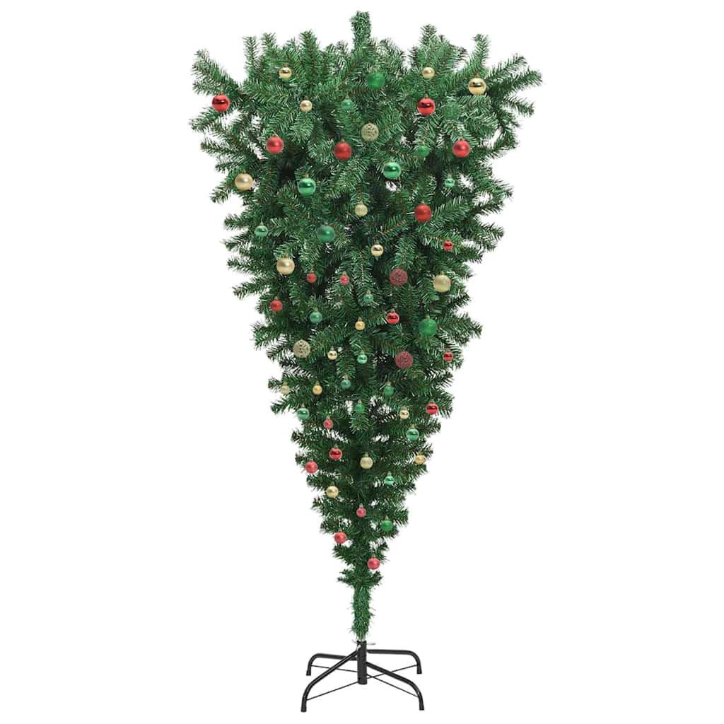 Upside-down Artificial Pre-lit Christmas Tree with Ball Set