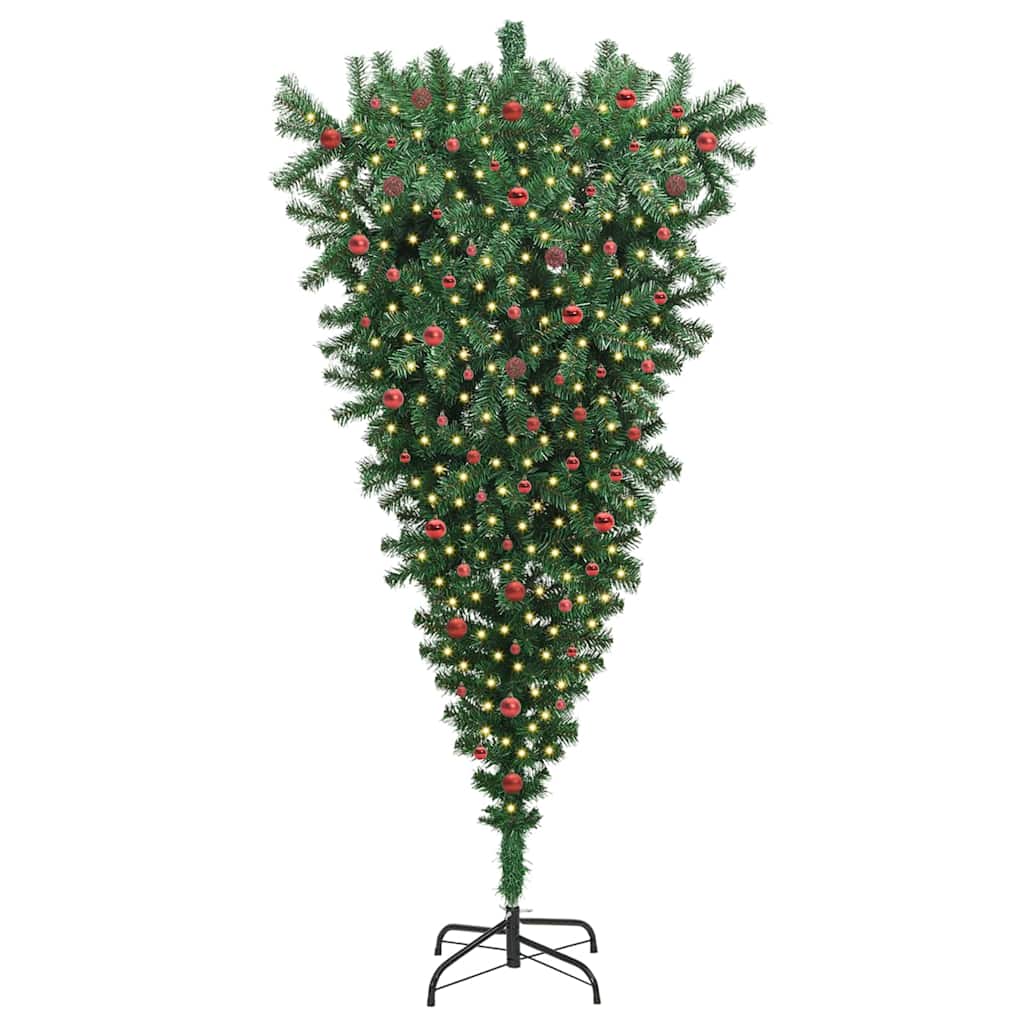 Upside-down Artificial Pre-lit Christmas Tree with Ball Set