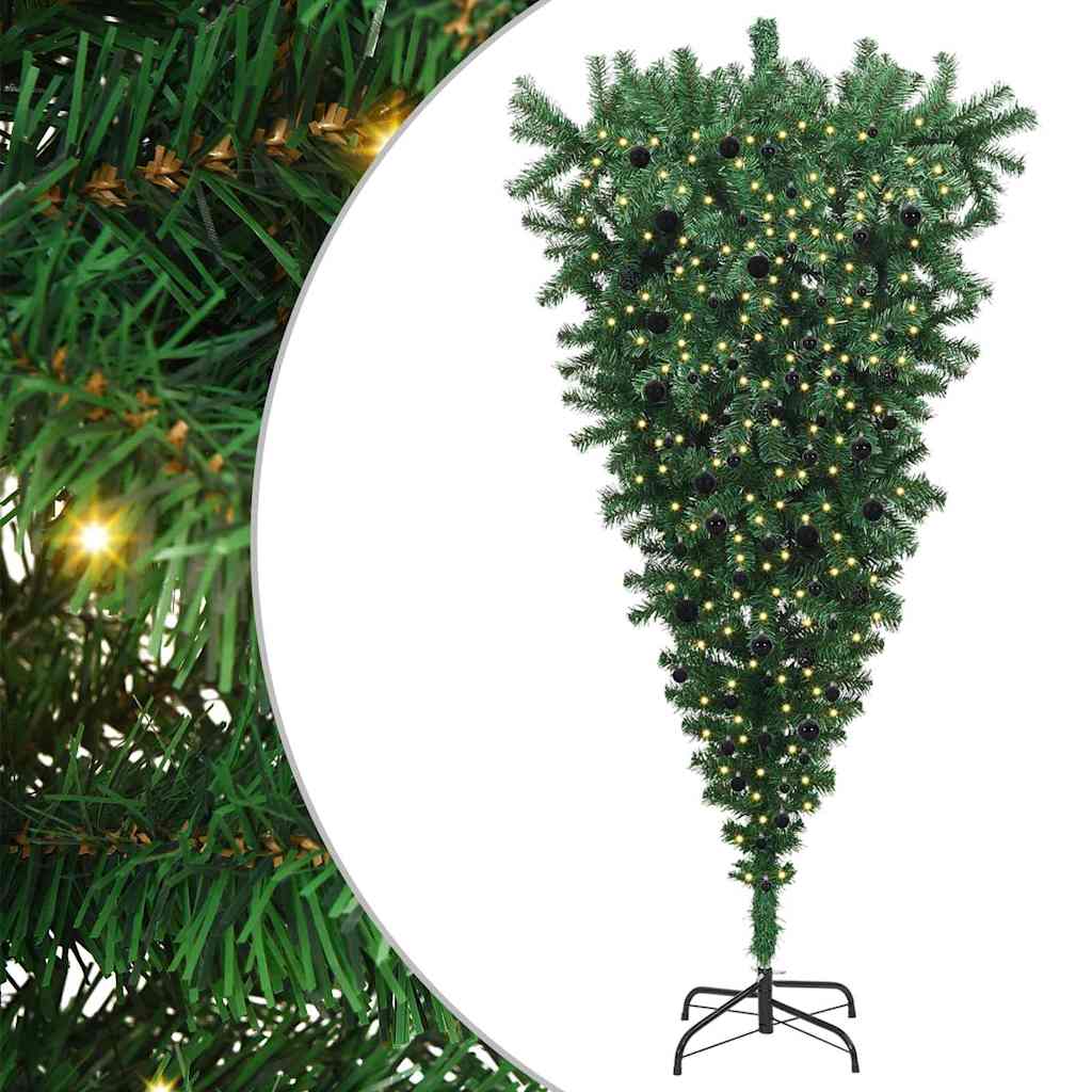 Upside-down Artificial Pre-lit Christmas Tree with Ball Set
