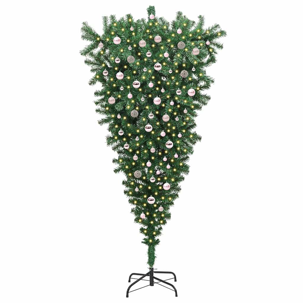 Upside-down Artificial Pre-lit Christmas Tree with Ball Set