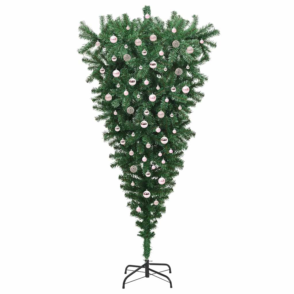 Upside-down Artificial Pre-lit Christmas Tree with Ball Set