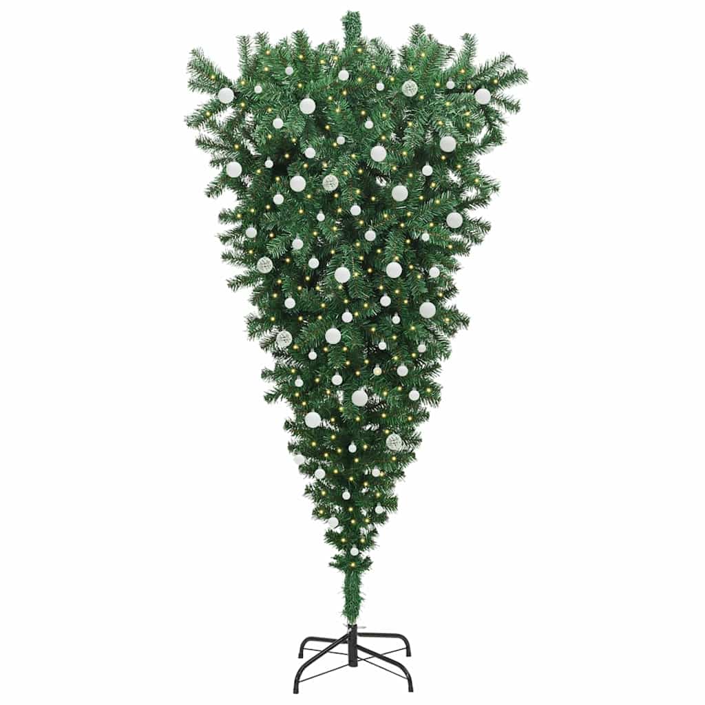 Upside-down Artificial Pre-lit Christmas Tree with Ball Set