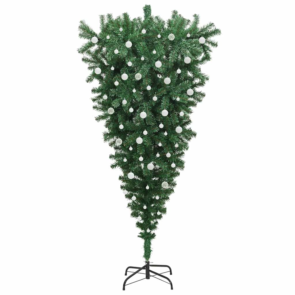 Upside-down Artificial Pre-lit Christmas Tree with Ball Set