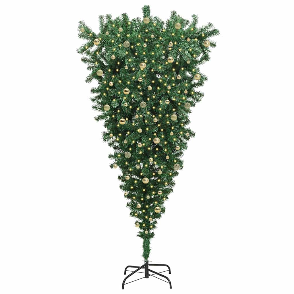 Upside-down Artificial Pre-lit Christmas Tree with Ball Set