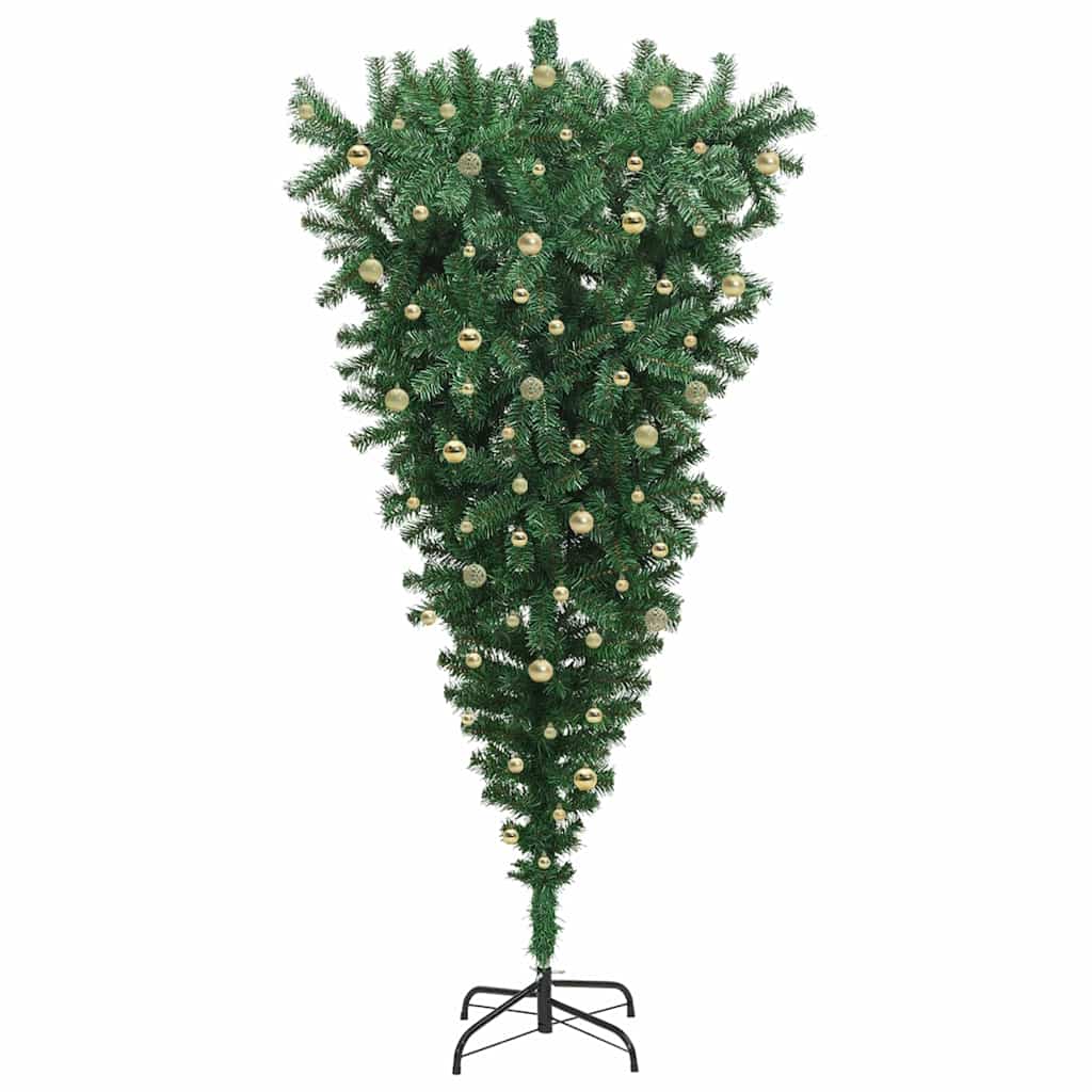 Upside-down Artificial Pre-lit Christmas Tree with Ball Set