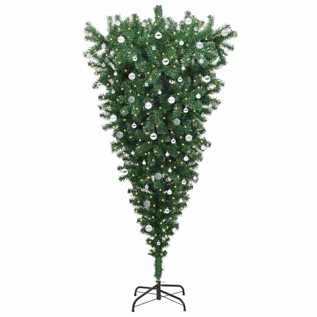 Upside-down Artificial Pre-lit Christmas Tree with Ball Set