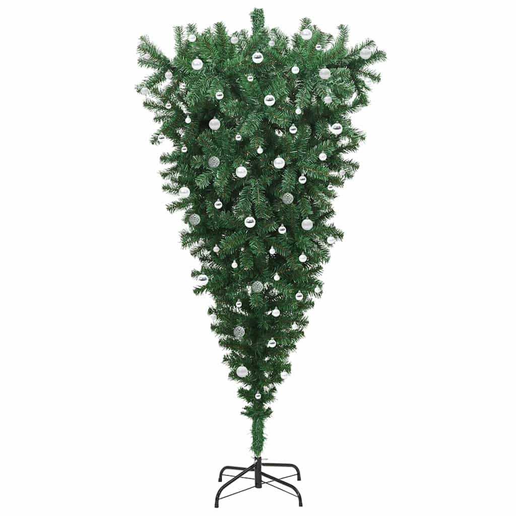 Upside-down Artificial Pre-lit Christmas Tree with Ball Set