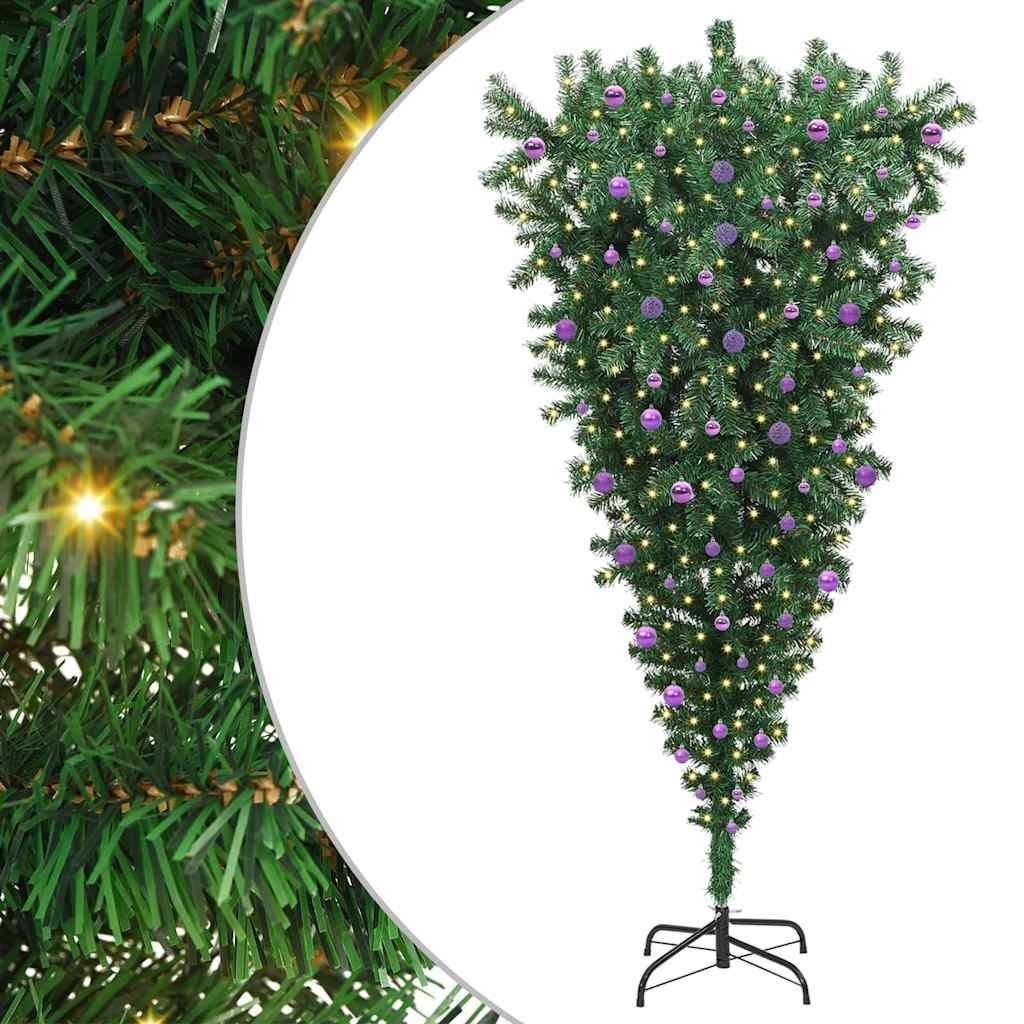 Upside-down Artificial Pre-lit Christmas Tree with Ball Set