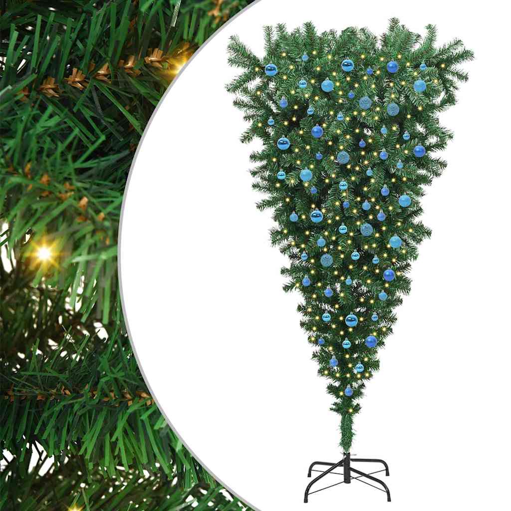 Upside-down Artificial Pre-lit Christmas Tree with Ball Set