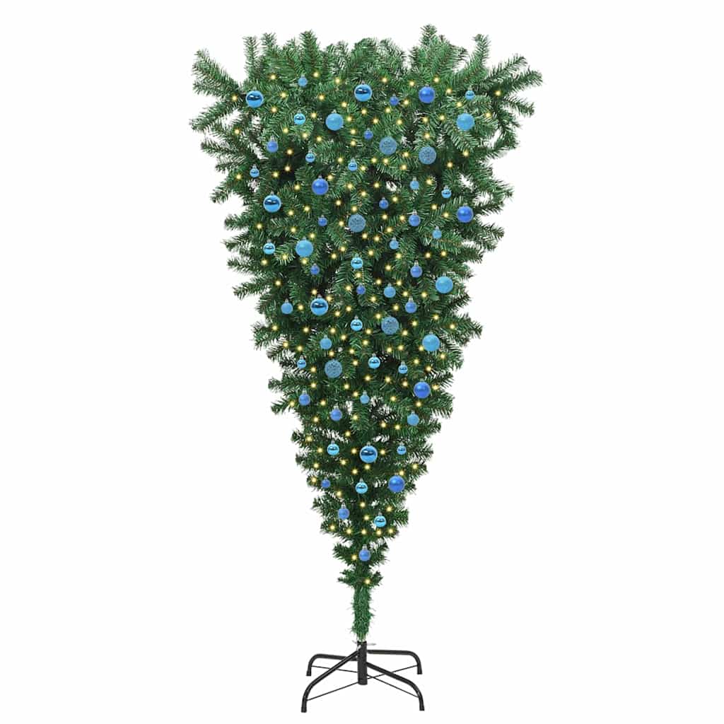 Upside-down Artificial Pre-lit Christmas Tree with Ball Set