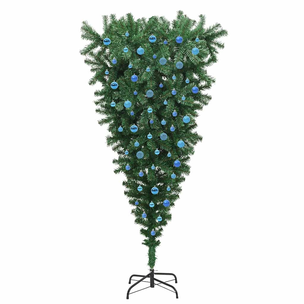 Upside-down Artificial Pre-lit Christmas Tree with Ball Set