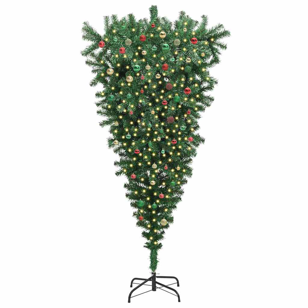 Upside-down Artificial Pre-lit Christmas Tree with Ball Set