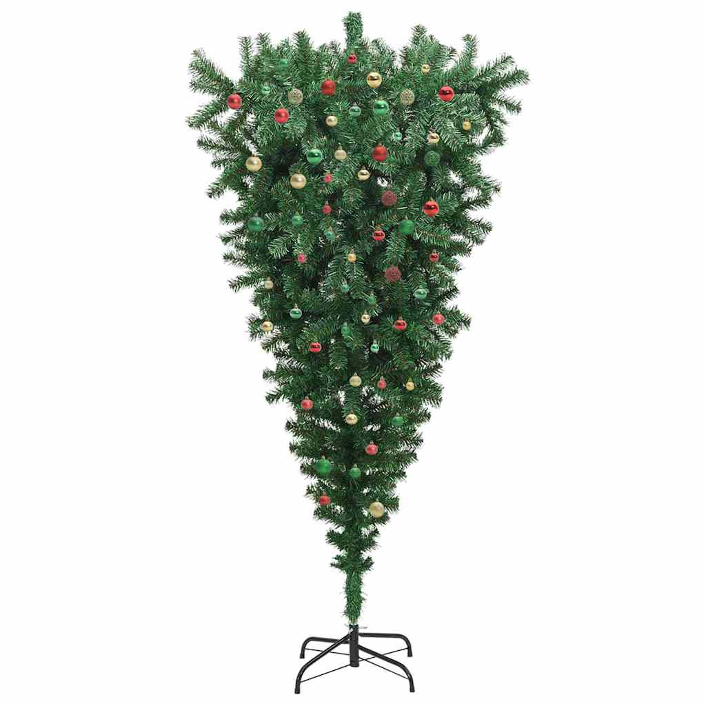 Upside-down Artificial Pre-lit Christmas Tree with Ball Set
