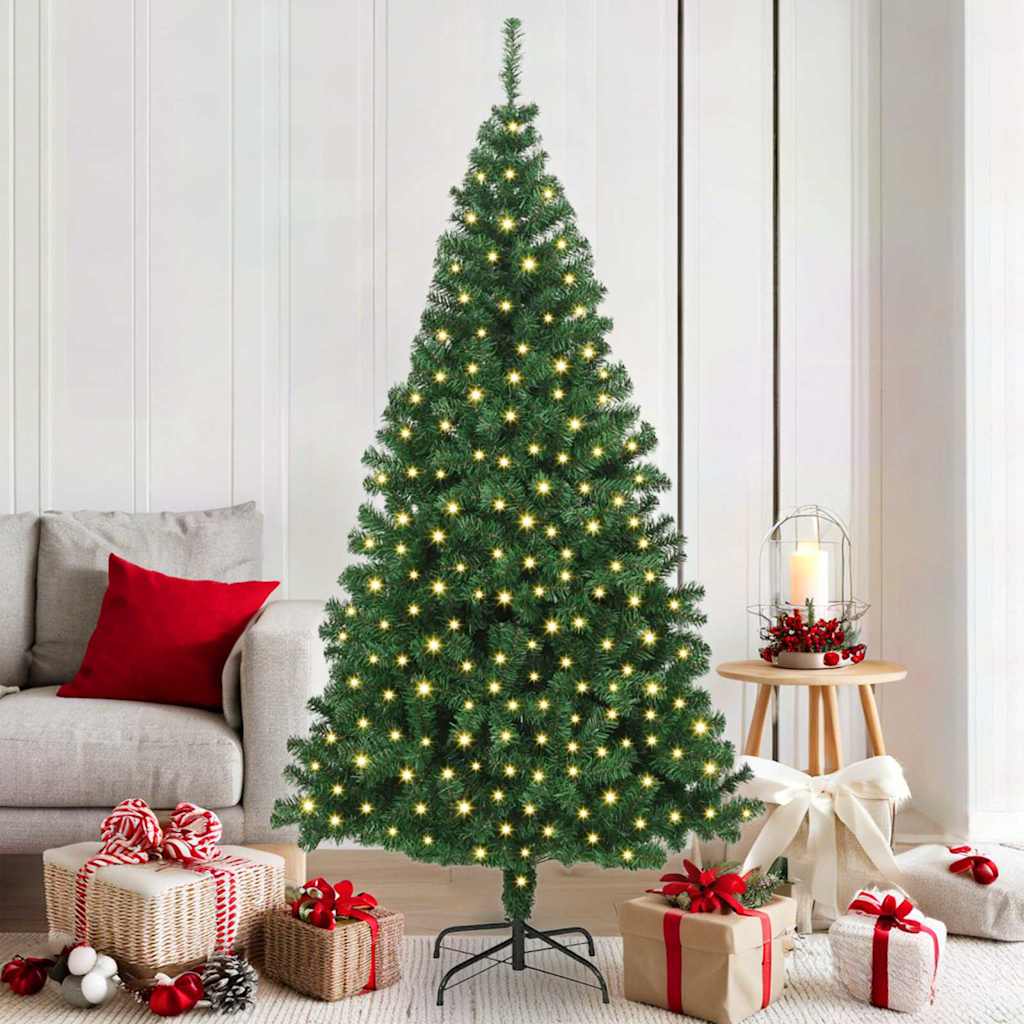 Artificial Christmas Tree with 300 LEDs with Stand Green 180 cm
